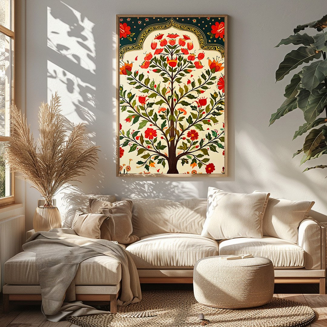 Immerse yourself in the vibrant harmony of nature with this exquisite artwork, featuring a Tree of for Sitting Area