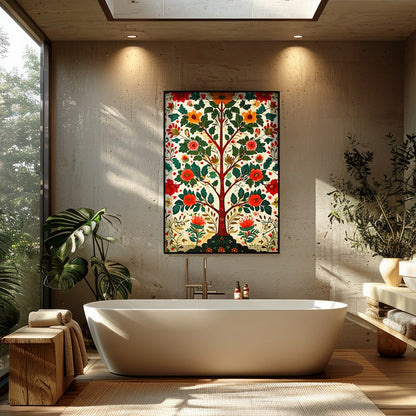 Elevate your space with this stunning floral artwork, featuring a lively explosion of colors and for Bathroom