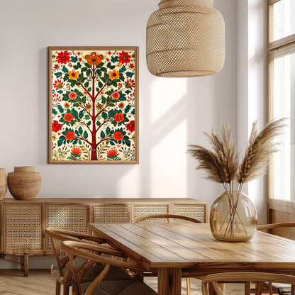 This captivating artwork showcases a vibrant tree teeming with lush foliage and vivid blossoms. for Extra Kitchen
