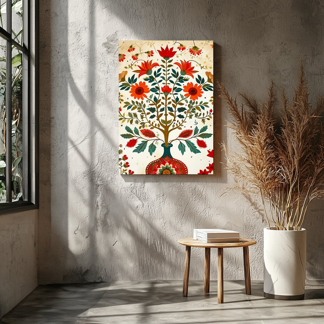 Embrace the enchantment of nature with this vibrant floral wall art depicting a flourishing tree for Entrance