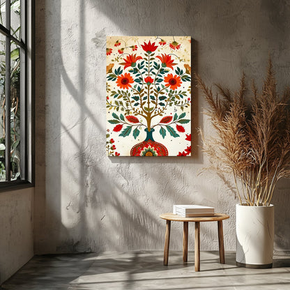 Embrace the enchantment of nature with this vibrant floral wall art depicting a flourishing tree for Entrance