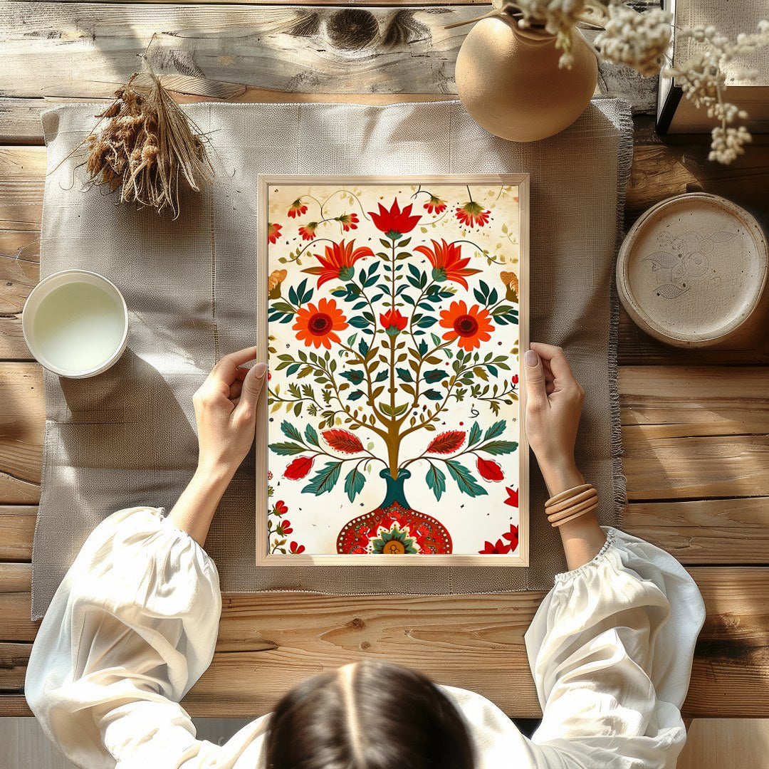 Embrace the enchantment of nature with this vibrant floral wall art depicting a flourishing tree for Kitchen