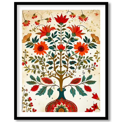 Embrace the enchantment of nature with this vibrant floral wall art depicting a flourishing tree for nook