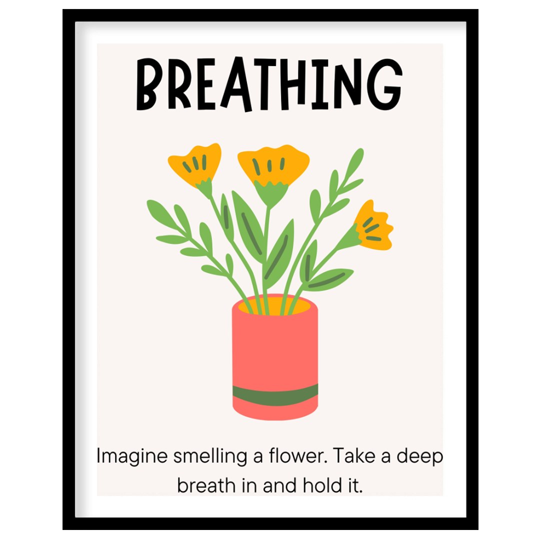 This inviting and practical educational poster is titled "FLOWER BREATHING," and offers a simple mi… for abode