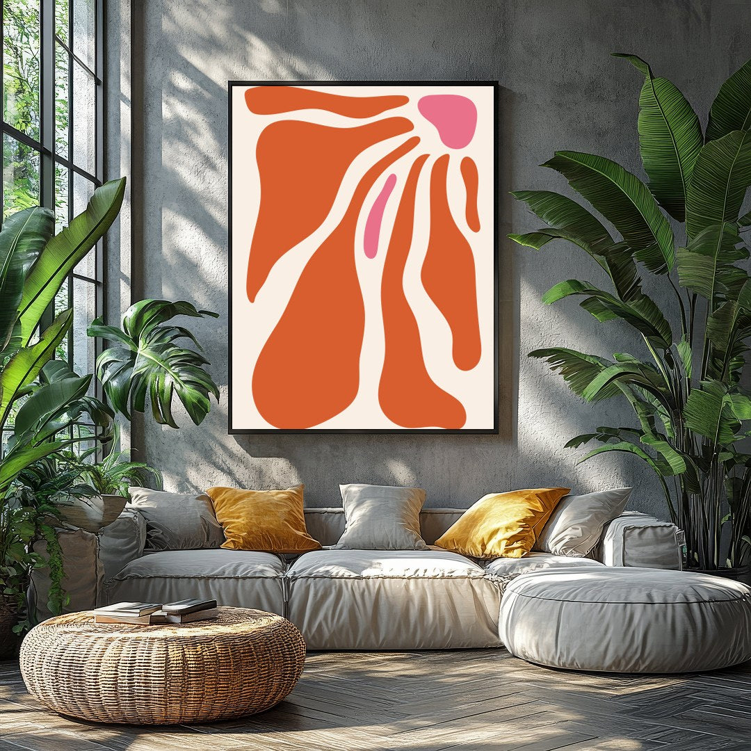 Enhance your space with this captivating abstract wall art, featuring fluid shapes in warm for Balcony