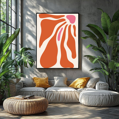 Enhance your space with this captivating abstract wall art, featuring fluid shapes in warm for Balcony