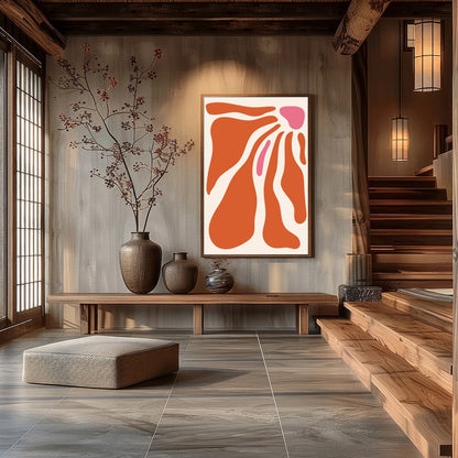 Enhance your space with this captivating abstract wall art, featuring fluid shapes in warm for Hall