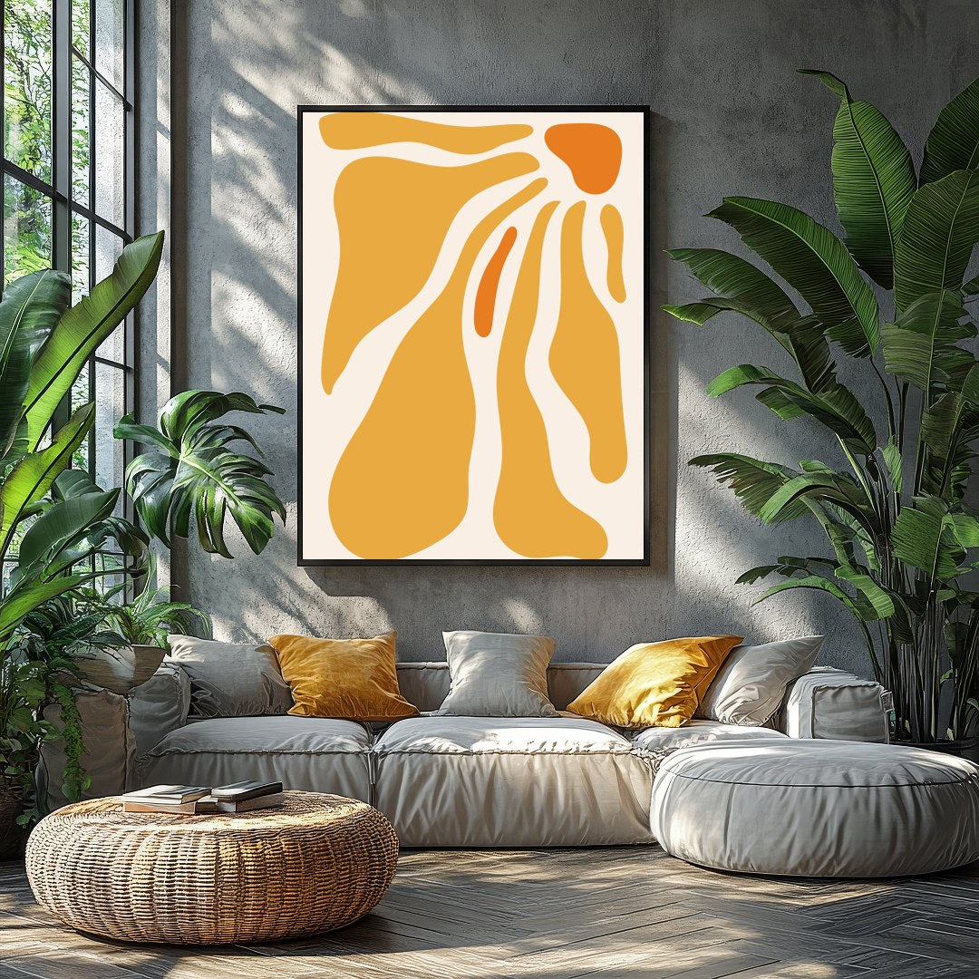 Experience the soothing harmony of flowing amber waves with this captivating abstract artwork. for Balcony