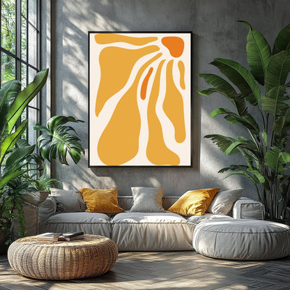 Experience the soothing harmony of flowing amber waves with this captivating abstract artwork. for Balcony