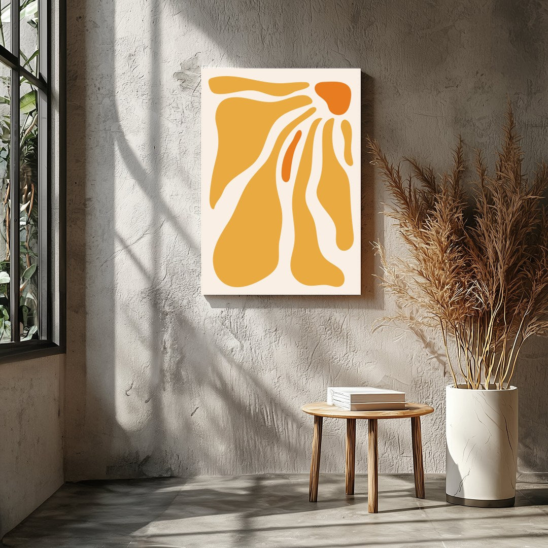 Experience the soothing harmony of flowing amber waves with this captivating abstract artwork. for Entrance
