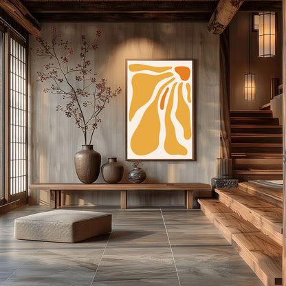 Experience the soothing harmony of flowing amber waves with this captivating abstract artwork. for Hall