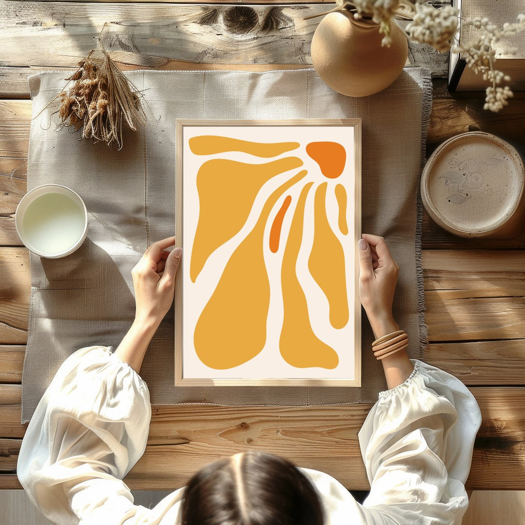Experience the soothing harmony of flowing amber waves with this captivating abstract artwork. for Kitchen