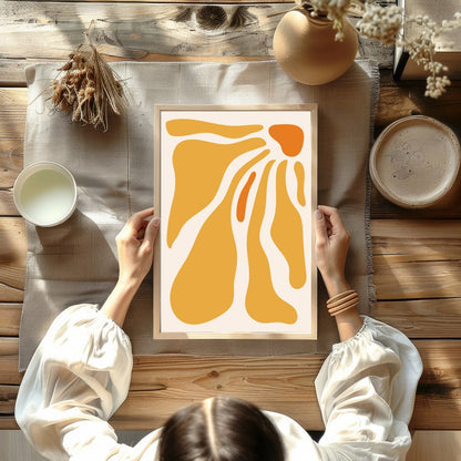 Experience the soothing harmony of flowing amber waves with this captivating abstract artwork. for Kitchen