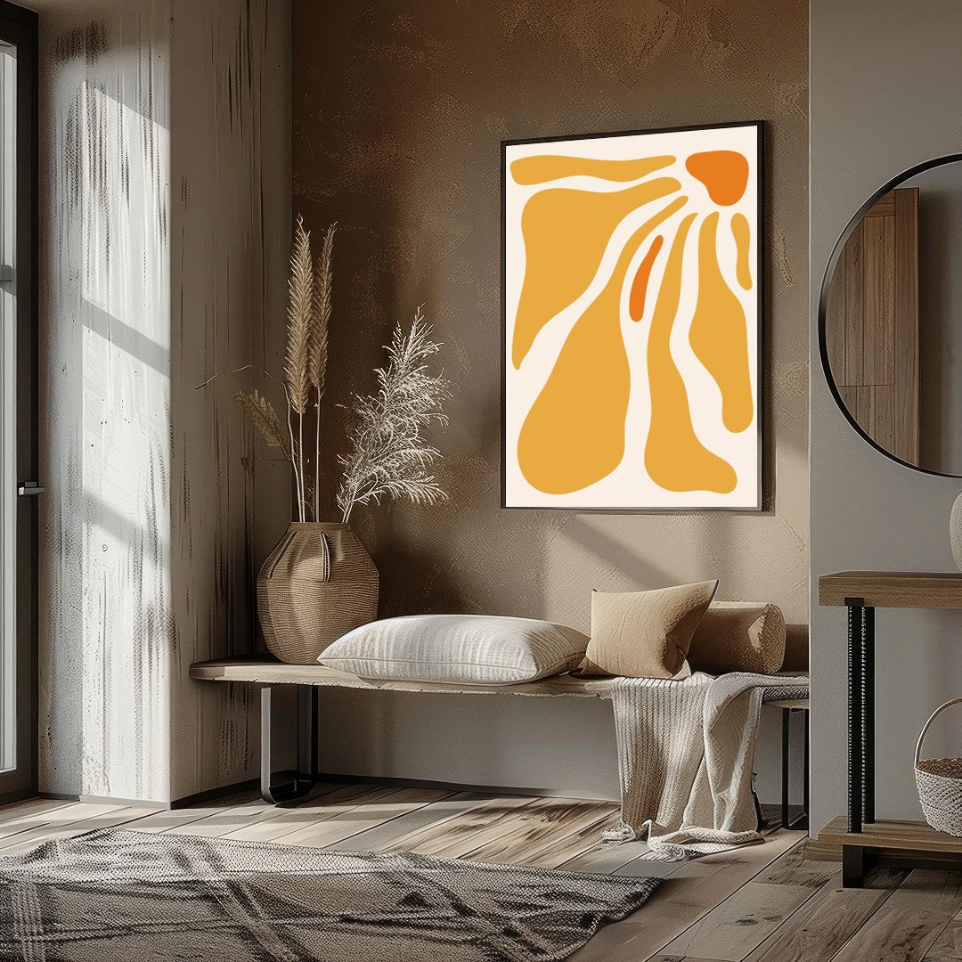 Experience the soothing harmony of flowing amber waves with this captivating abstract artwork. for place