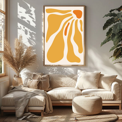 Experience the soothing harmony of flowing amber waves with this captivating abstract artwork. for Sitting Area