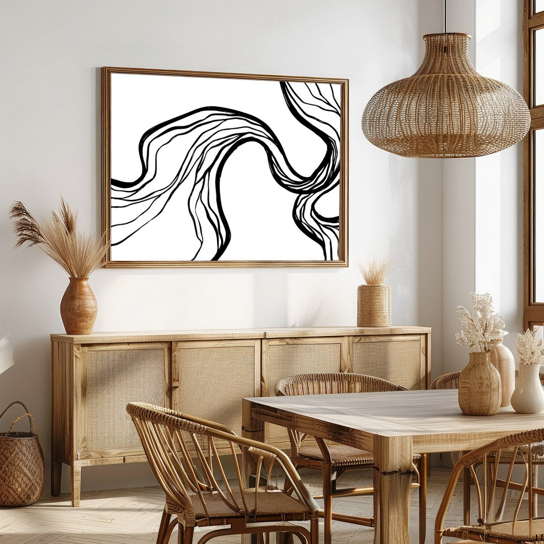 Explore the elegance of abstraction with this dynamic black and white canvas art piece. The for Dining