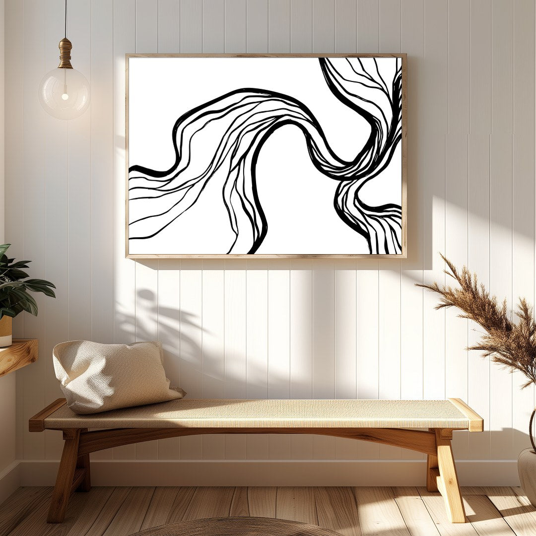 Explore the elegance of abstraction with this dynamic black and white canvas art piece. The for Hallway