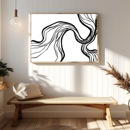 Explore the elegance of abstraction with this dynamic black and white canvas art piece. The for Hallway