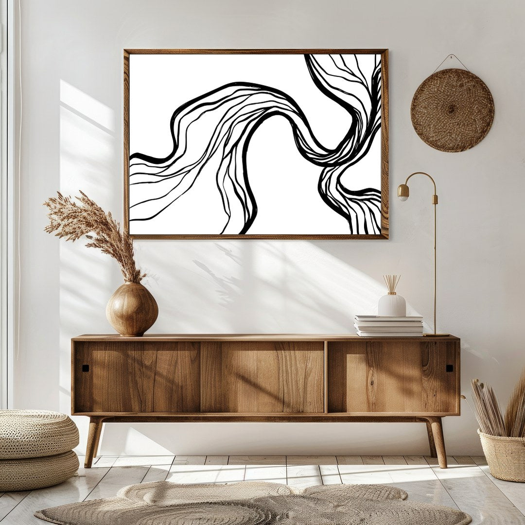 Explore the elegance of abstraction with this dynamic black and white canvas art piece. The for Sitting Area