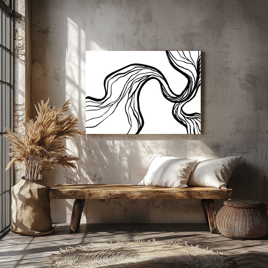 Explore the elegance of abstraction with this dynamic black and white canvas art piece. The for Veranda