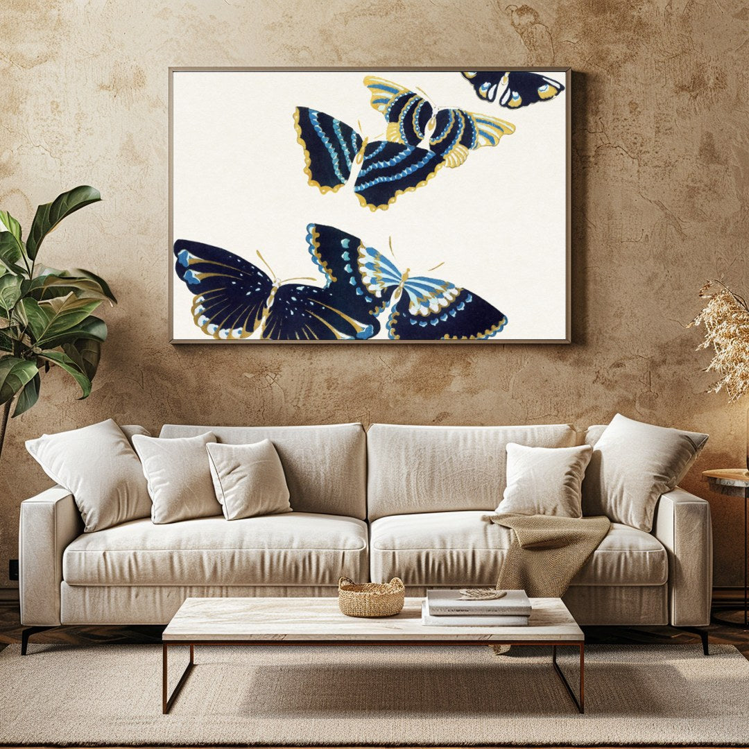 Elevate your space with this exquisite artwork featuring a harmonious group of blue and gold for Family Room
