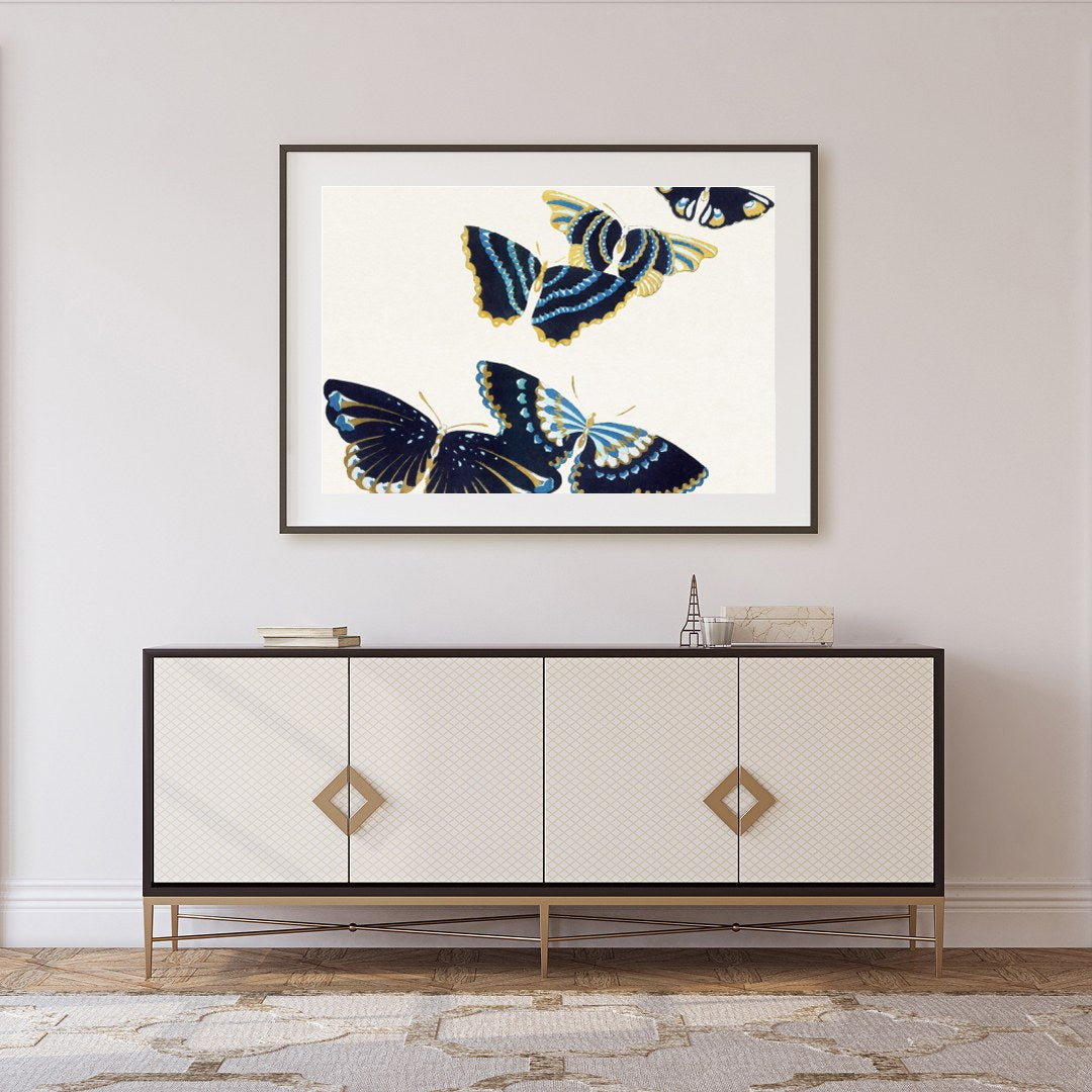 Elevate your space with this exquisite artwork featuring a harmonious group of blue and gold for Foyer