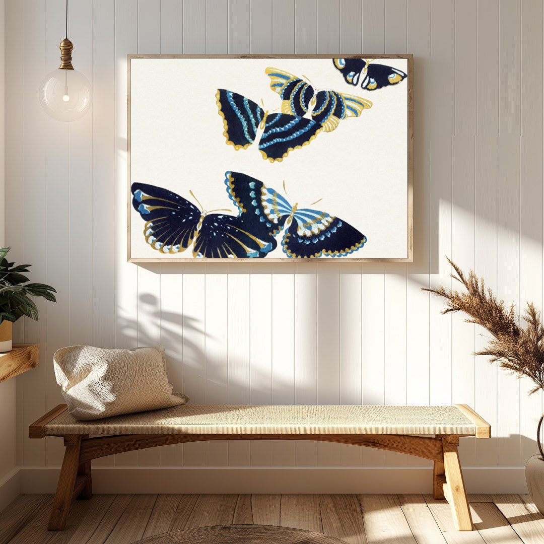 Elevate your space with this exquisite artwork featuring a harmonious group of blue and gold for Hallway