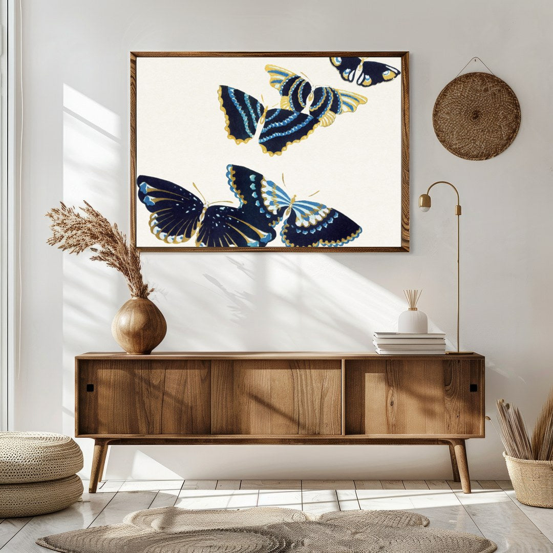 Elevate your space with this exquisite artwork featuring a harmonious group of blue and gold for Sitting Area