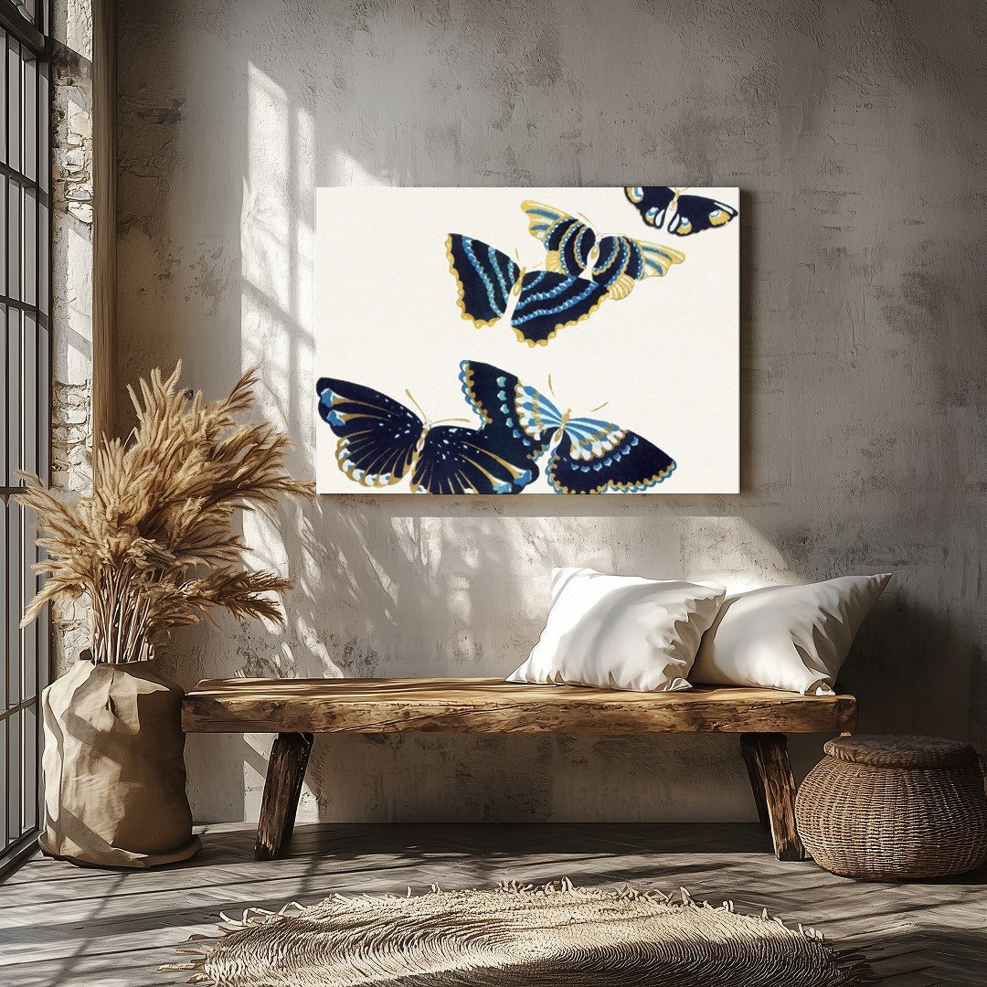 Elevate your space with this exquisite artwork featuring a harmonious group of blue and gold for Veranda