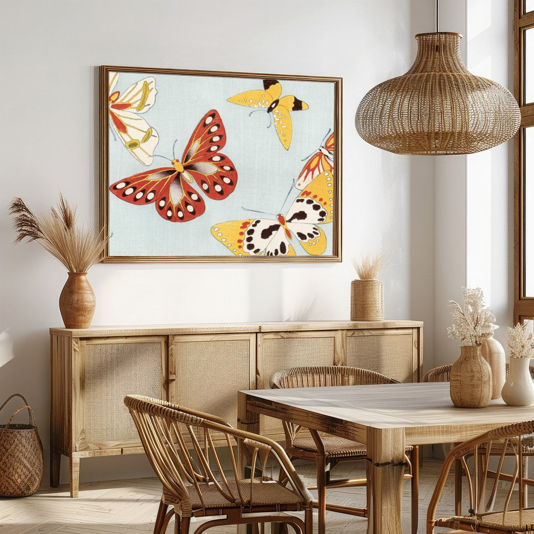 Capture the essence of nature's beauty with this exquisite artwork depicting a lively dance of for Dining