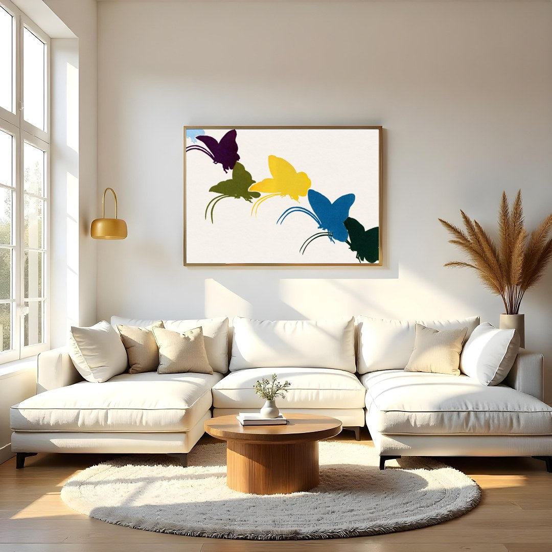 Capture the essence of transformation and freedom with this vibrant abstract artwork. Featuring a for Living Room