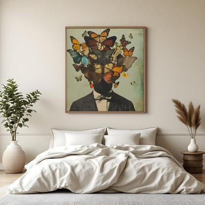 Immerse yourself in the whimsical world of 'Fluttering Thoughts,' a captivating surreal artwork for Bedroom