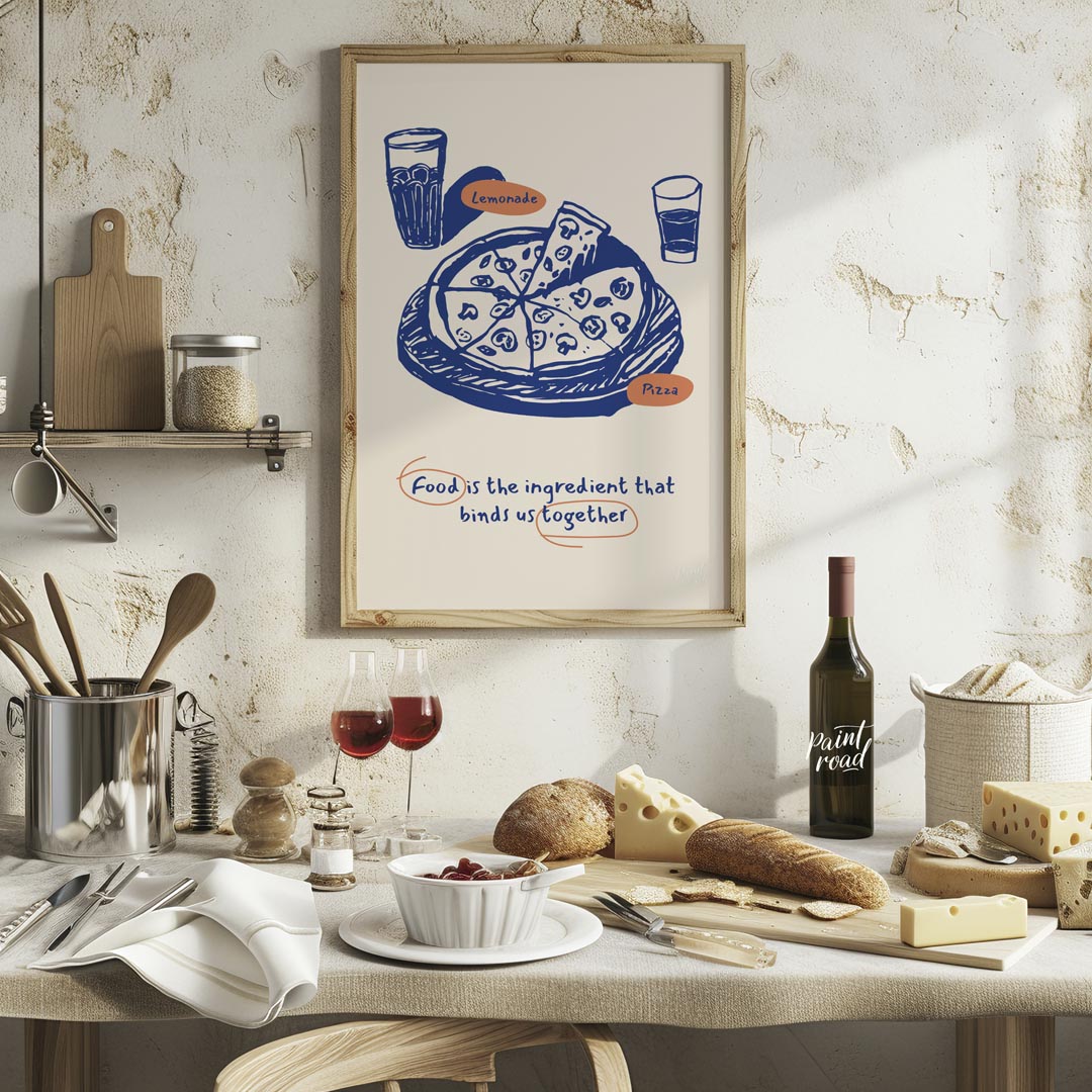 This heartwarming poster captures the essence of shared meals and togetherness through its charming… for kitchen
