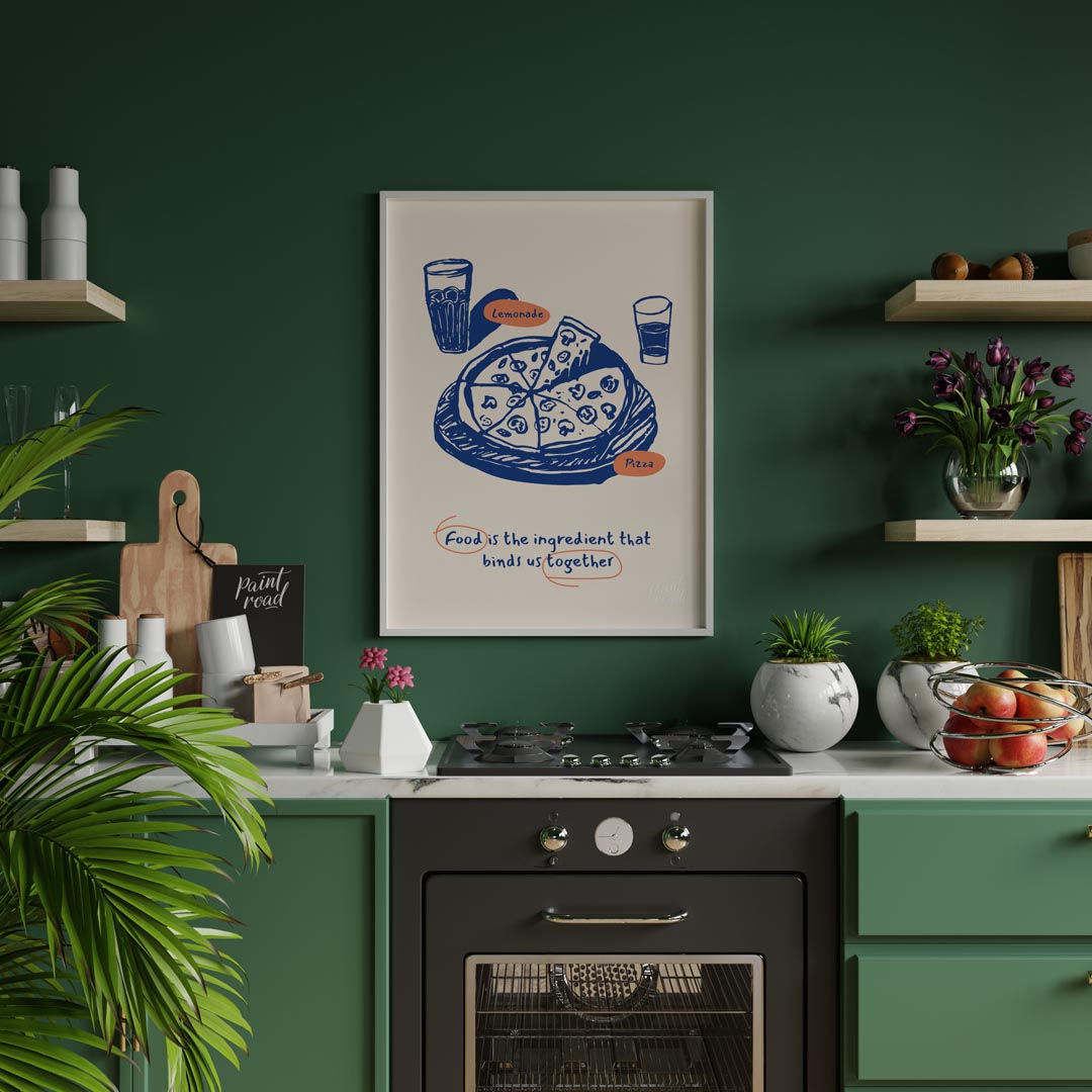 This heartwarming poster captures the essence of shared meals and togetherness through its charming… for kitchen