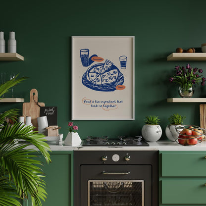 This heartwarming poster captures the essence of shared meals and togetherness through its charming… for kitchen