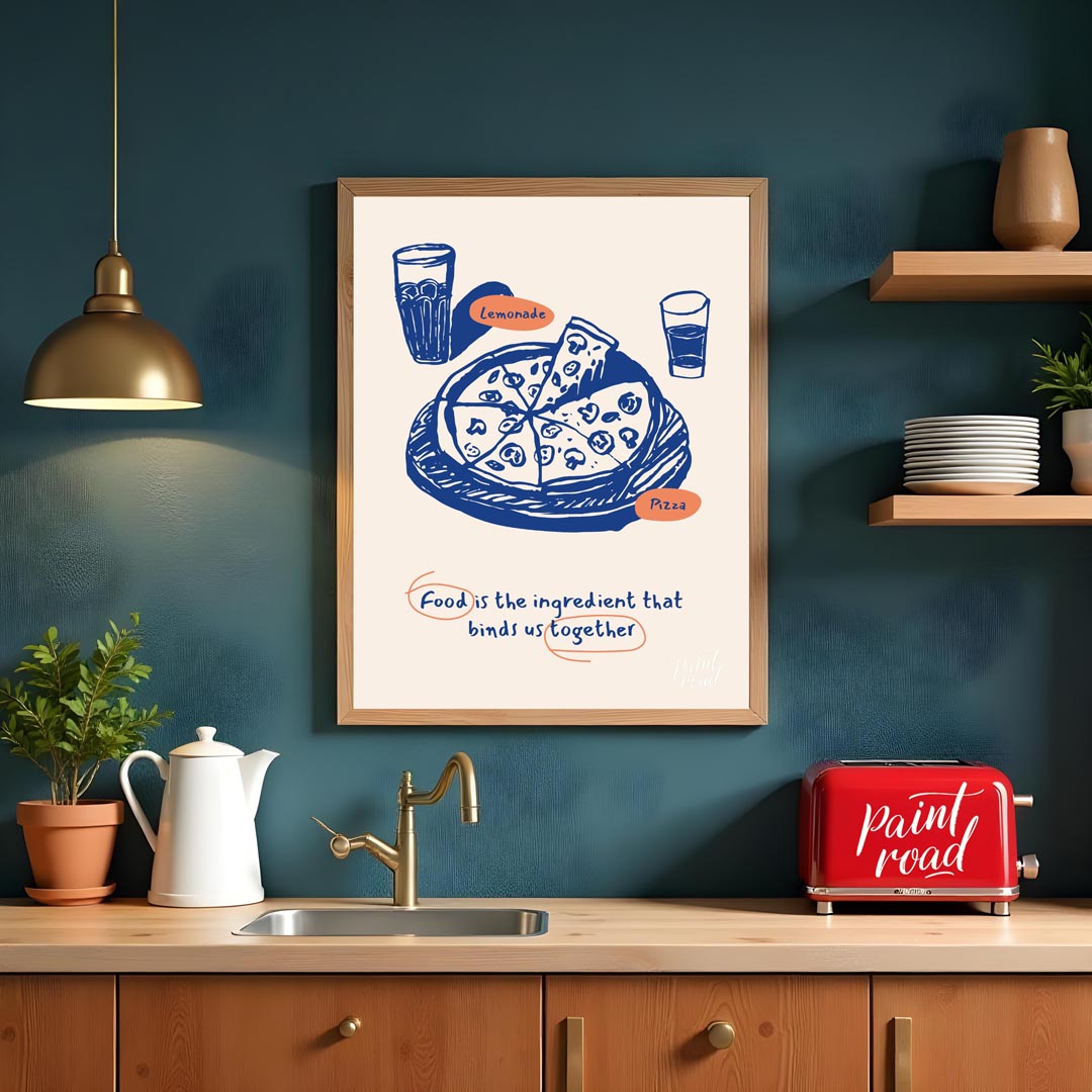 This heartwarming poster captures the essence of shared meals and togetherness through its charming… for kitchen