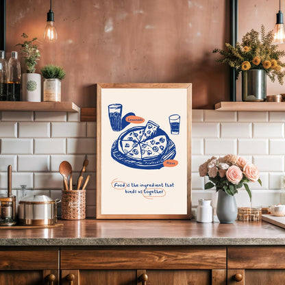 This heartwarming poster captures the essence of shared meals and togetherness through its charming… for kitchen