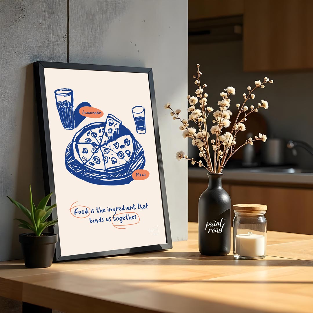 This heartwarming poster captures the essence of shared meals and togetherness through its charming… for kitchen