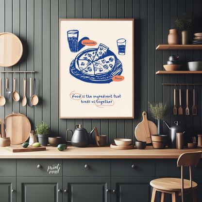 This heartwarming poster captures the essence of shared meals and togetherness through its charming… for kitchen