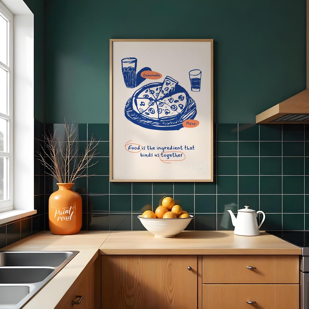 This heartwarming poster captures the essence of shared meals and togetherness through its charming… for kitchen
