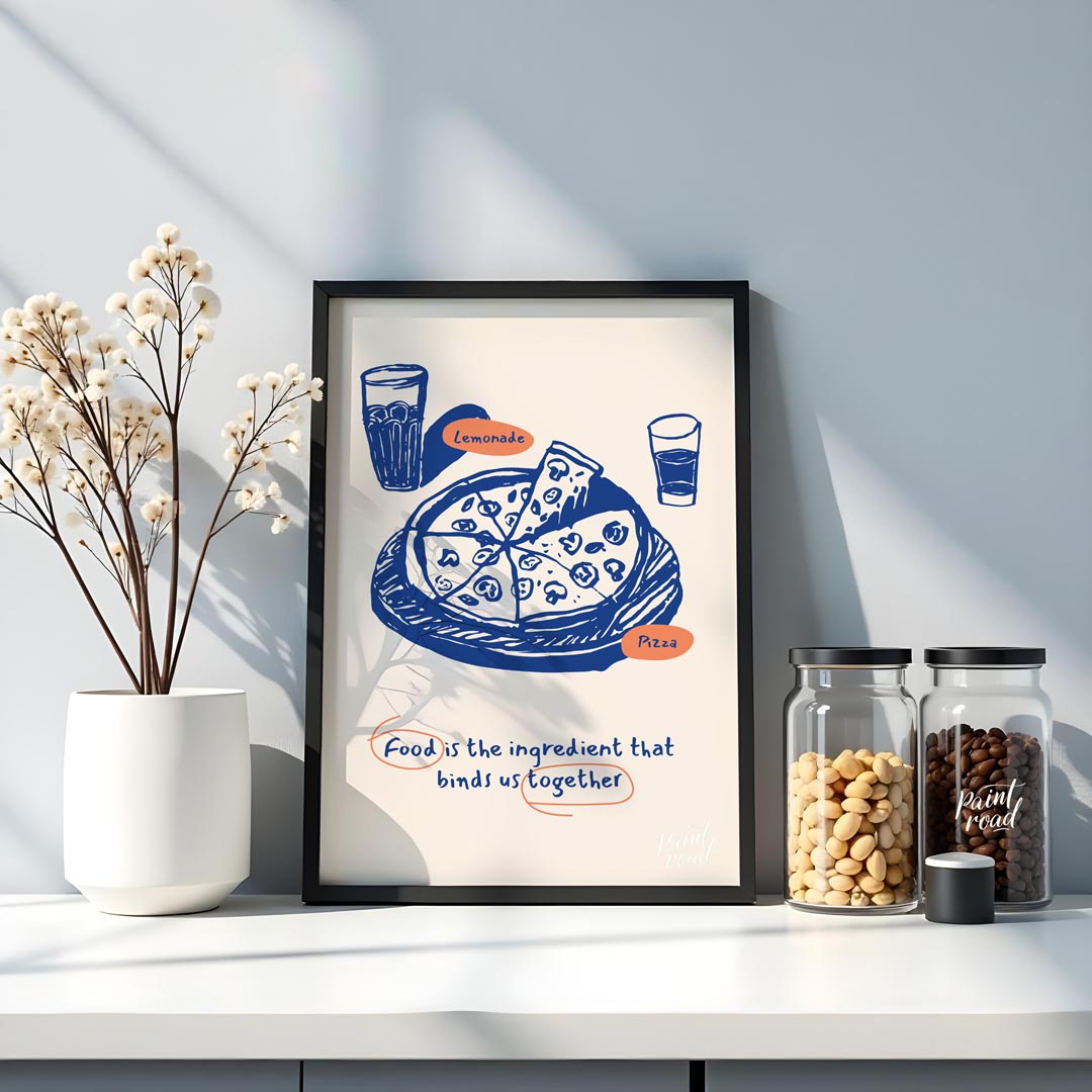 This heartwarming poster captures the essence of shared meals and togetherness through its charming… for kitchen