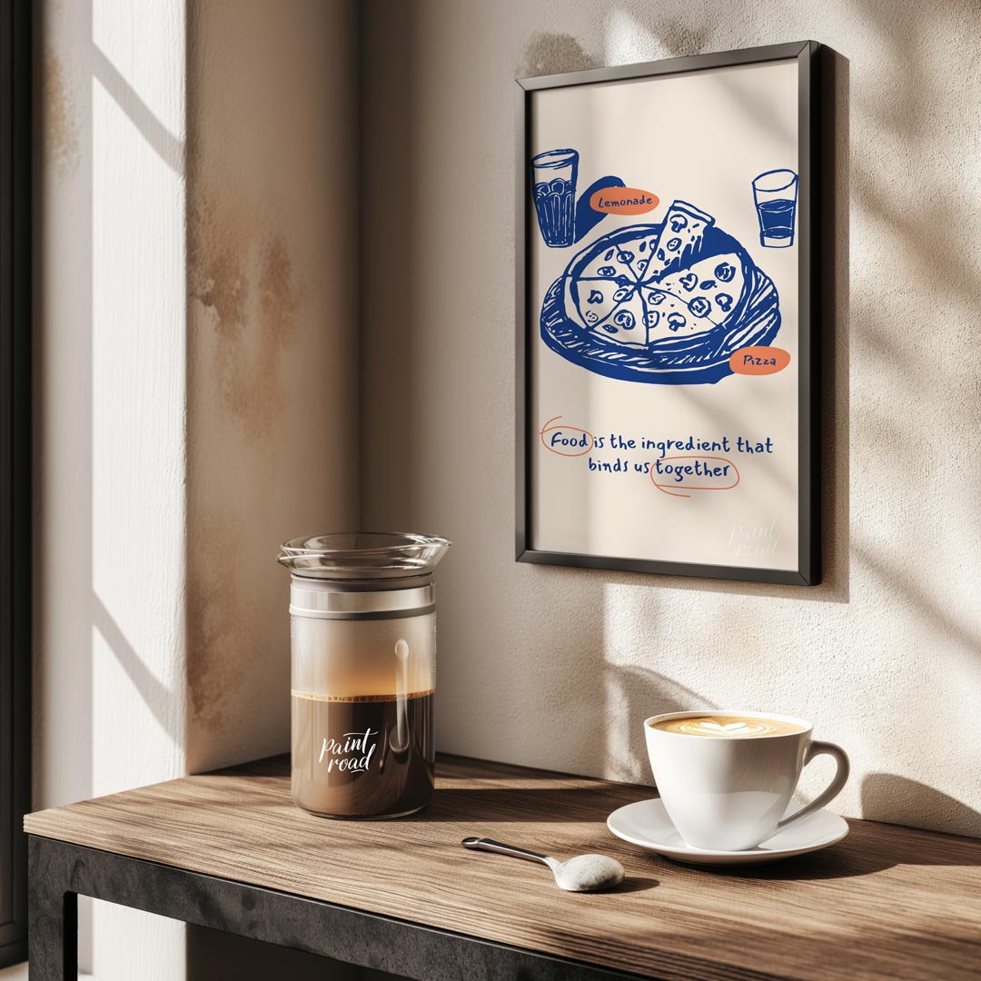 This heartwarming poster captures the essence of shared meals and togetherness through its charming… for kitchen