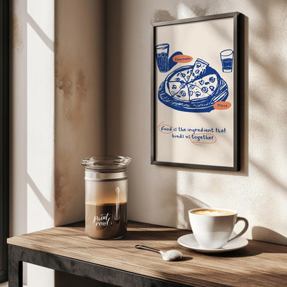 This heartwarming poster captures the essence of shared meals and togetherness through its charming… for kitchen