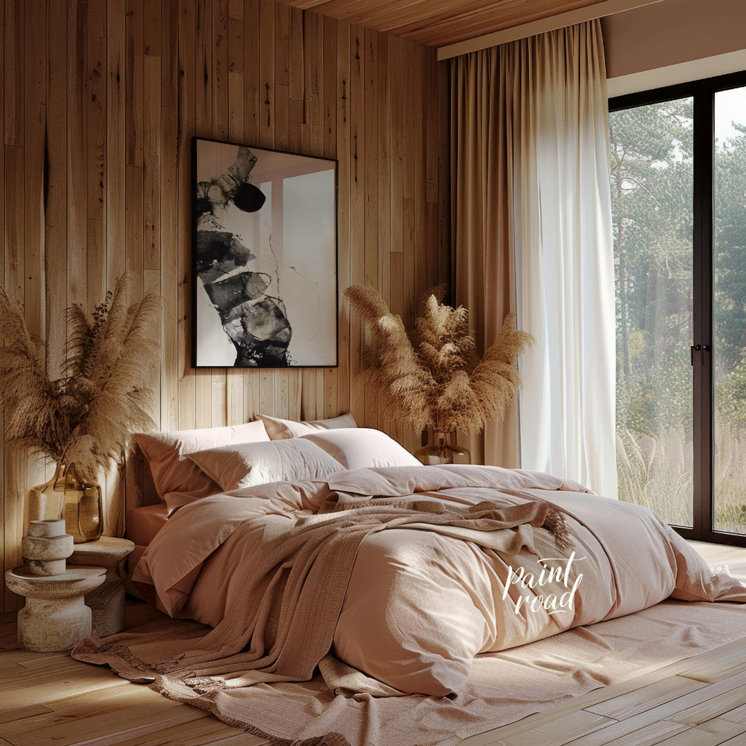 """Fragmented Form"" presents an abstract composition with a focus on layered textures and dynamic … for bedroom