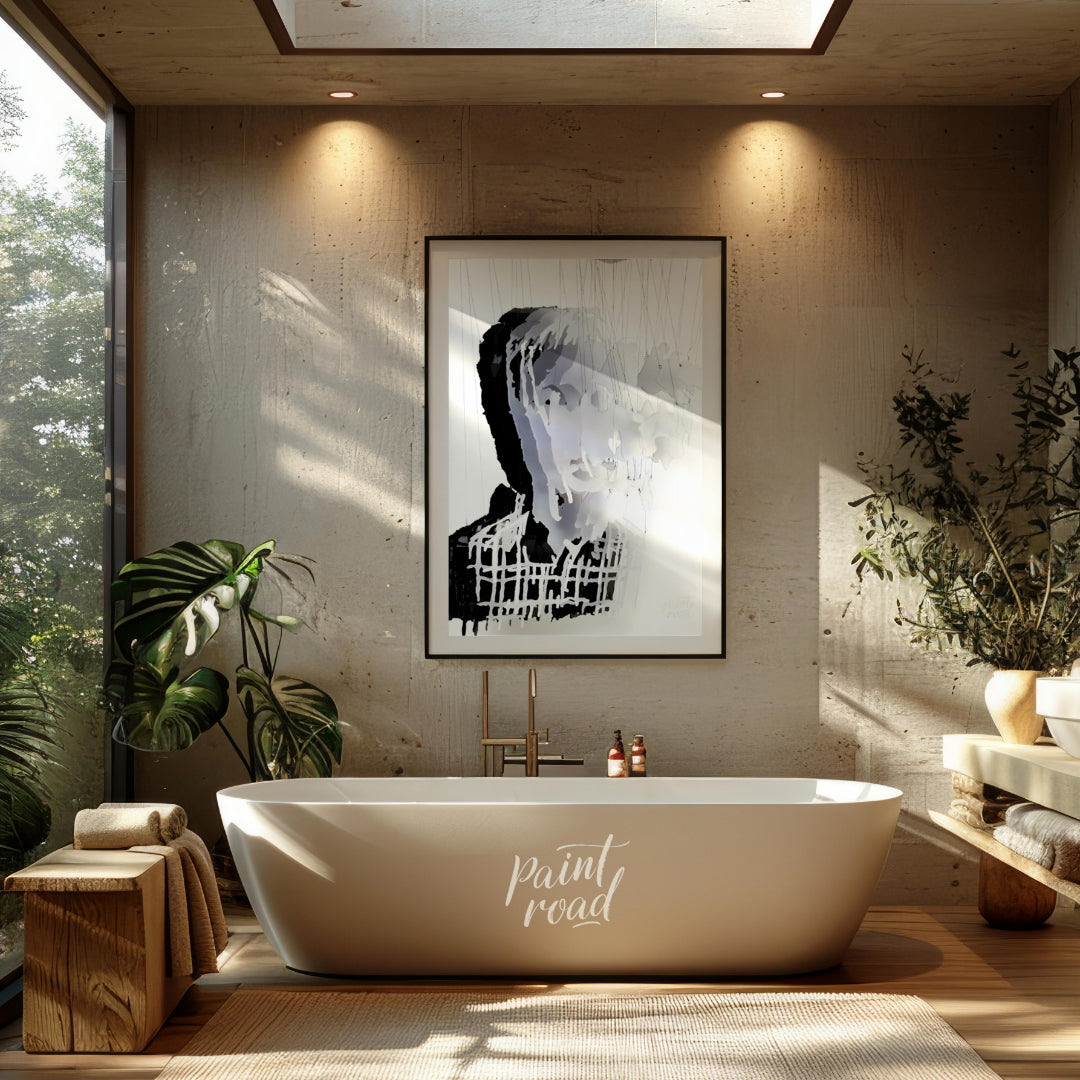 """Fragmented Portrait"" presents a striking sculptural image of a human face constructed from laye… for bathroom