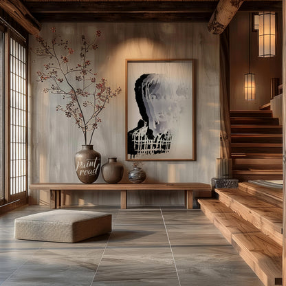 """Fragmented Portrait"" presents a striking sculptural image of a human face constructed from laye… for entryway