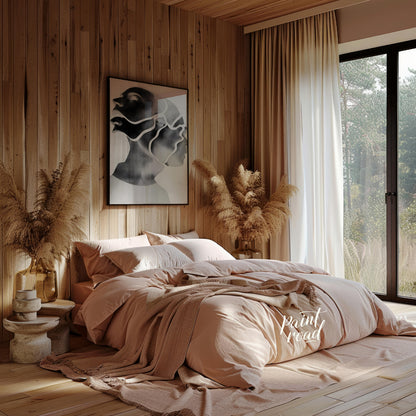 """Fragmented Self"" presents a striking portrait rendered in grayscale with a unique, segmented ae… for bedroom