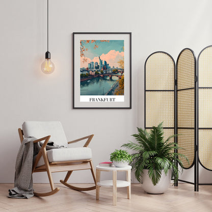 Capture the essence of urban sophistication with this beautiful portrayal of Frankfurt's skyline. for Foyer