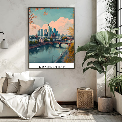 Capture the essence of urban sophistication with this beautiful portrayal of Frankfurt's skyline. for Living Room