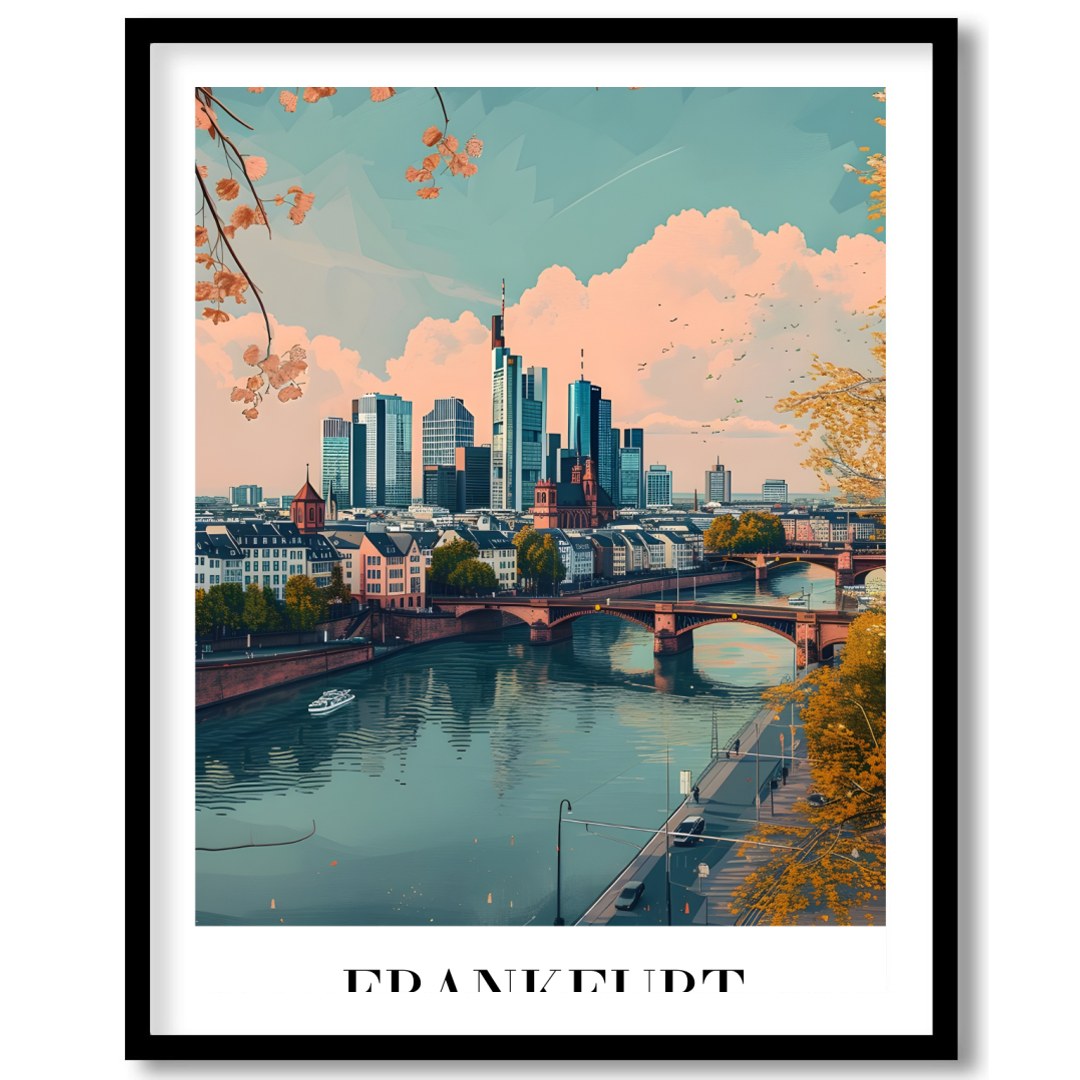 Capture the essence of urban sophistication with this beautiful portrayal of Frankfurt's skyline. for room